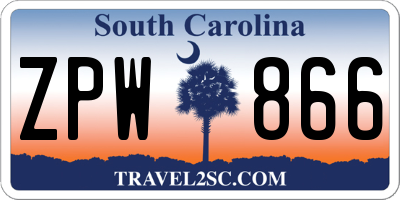 SC license plate ZPW866