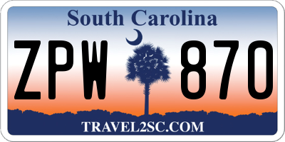 SC license plate ZPW870
