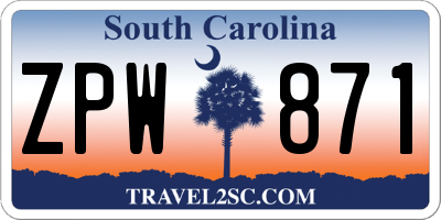 SC license plate ZPW871