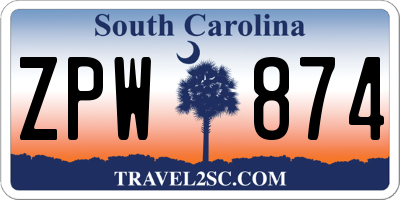 SC license plate ZPW874