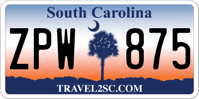 SC license plate ZPW875