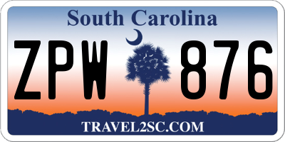 SC license plate ZPW876