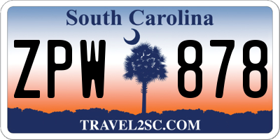 SC license plate ZPW878
