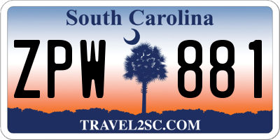 SC license plate ZPW881
