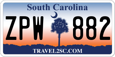 SC license plate ZPW882