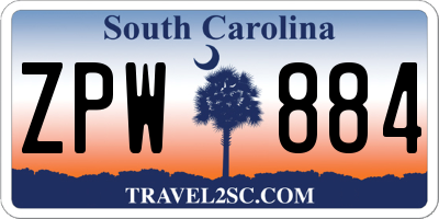 SC license plate ZPW884