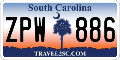 SC license plate ZPW886