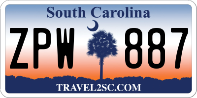 SC license plate ZPW887