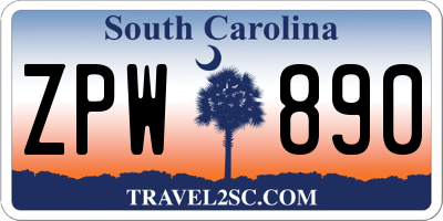 SC license plate ZPW890
