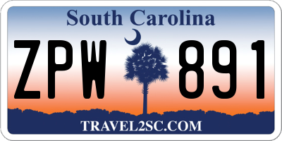 SC license plate ZPW891