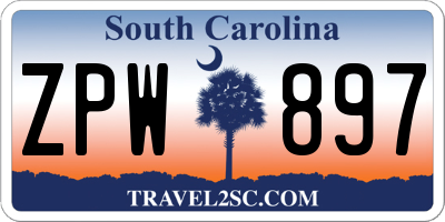 SC license plate ZPW897