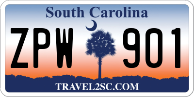 SC license plate ZPW901