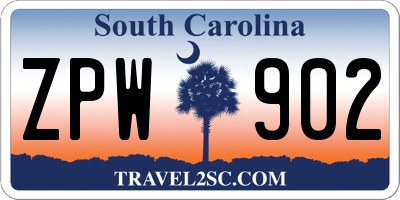 SC license plate ZPW902
