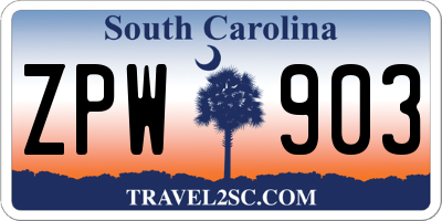 SC license plate ZPW903