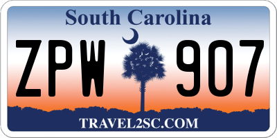 SC license plate ZPW907