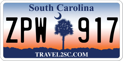 SC license plate ZPW917