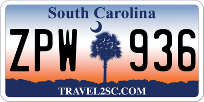 SC license plate ZPW936