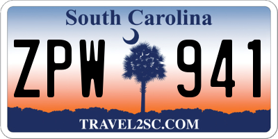 SC license plate ZPW941