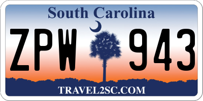 SC license plate ZPW943