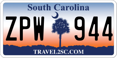 SC license plate ZPW944