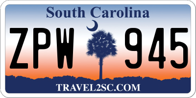 SC license plate ZPW945