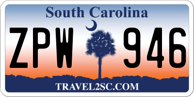 SC license plate ZPW946