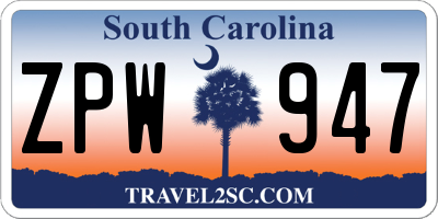 SC license plate ZPW947