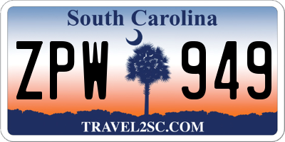 SC license plate ZPW949