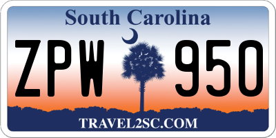 SC license plate ZPW950