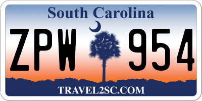 SC license plate ZPW954