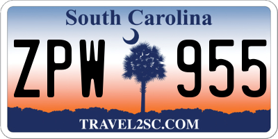 SC license plate ZPW955