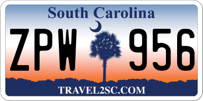 SC license plate ZPW956