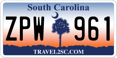 SC license plate ZPW961