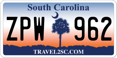 SC license plate ZPW962