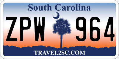 SC license plate ZPW964