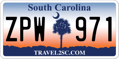 SC license plate ZPW971