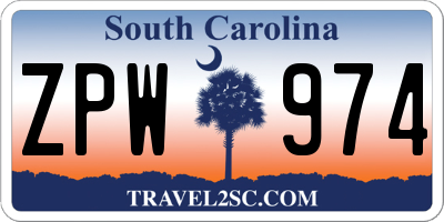 SC license plate ZPW974