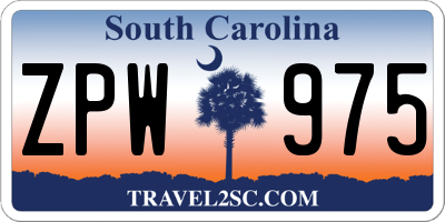 SC license plate ZPW975