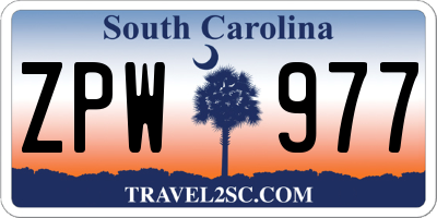 SC license plate ZPW977