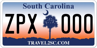 SC license plate ZPX000