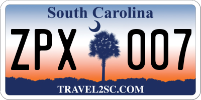 SC license plate ZPX007