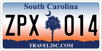 SC license plate ZPX014