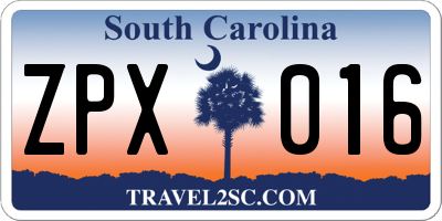 SC license plate ZPX016