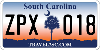 SC license plate ZPX018