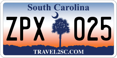 SC license plate ZPX025