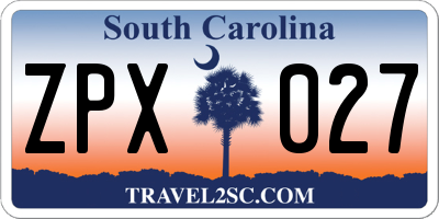 SC license plate ZPX027