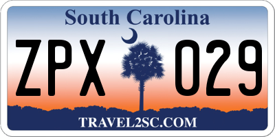 SC license plate ZPX029