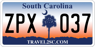 SC license plate ZPX037