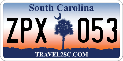 SC license plate ZPX053