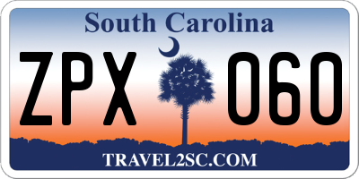 SC license plate ZPX060